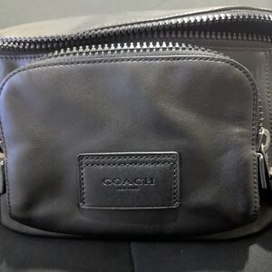 Coach Black Leather Belt Bag with Front Pocket